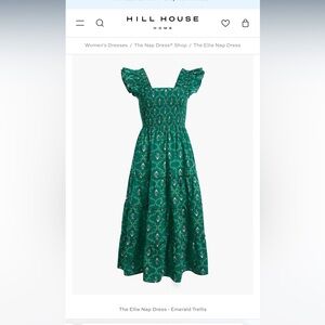 Hill House Home The Ellie Nap Dress - Emerald Trellis - Emerald Trellis / XXS